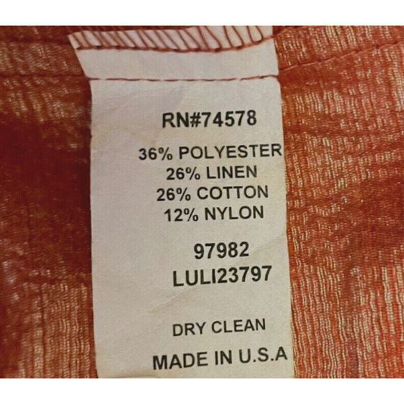 Vintage 90s Cache Size 6 Wide Leg Crop Pants Metallic Linen Orange - Picture 10 of 10